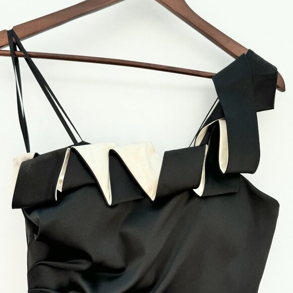 Max And Cleo By BCBG Women’s Pleated Ruffle One Shoulder Mini Dress Black Size 4 - Picture 2 of 16
